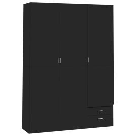 Roupeiro 3 portas 120x50x180 cm contraplacado preto brilhante