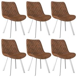 Cadeiras de jantar 6 pcs camurça artificial castanho