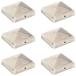 vidaXL Tampas piramidais p/ postes vedação 6pcs aço inoxidável 91x91mm
