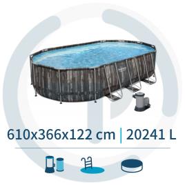 Piscina Bestway POWER STEEL 5611R (610X366X122cm - 20241 Litros) - Com Bomba, Escada e Cobertura
