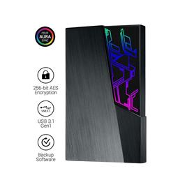 ASUS Disco Externo Portátil 2.5” FX Aura Sync, 2 TB, USB 3.1 Gen 1, Preto