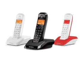 Telefone Sem Fios Trio Tricolor DECT S1203 (Preto+Branco+Vermelho)