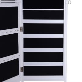 HOMCOM Armário para Joias 20 Luzes de LED Reclinável Fechadura Madeira 40x37x146cm Branco