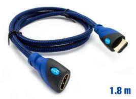 Cabo HDMI Revestido v1.4 MF 30AWG Azul Preto 1.8m