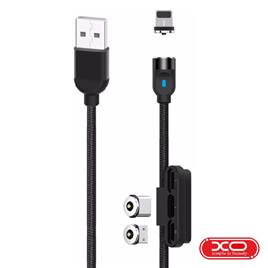 Cabo USB-A 2.0 Macho / MicroUSB/USB-C/Lightning 1m Preto XO