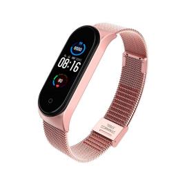 PULSEIRA METAL MALHA MI BAND 5 PINK