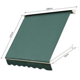 Toldo da janela de Outsunny Toldo Manual Alumínio Retrátil para exterior toldo do balcão tela impermeável do poliéster do ângulo ajustável 180x70Cm verde       