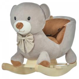 HOMCOM Cavalo de balanço com forma de urso para bebê acima de 18 meses com som 60x33x50