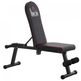 HOMCOM Banco de peso dobrável com altura ajustável e ângulo do encosto ajustável de 6 níveis para Elevação abdômen 130x37x45-108 cm preto