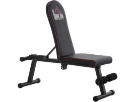 Banco de Musculação HOMCOM Altura Ajustável (Preto - 130x37x45-108cm)