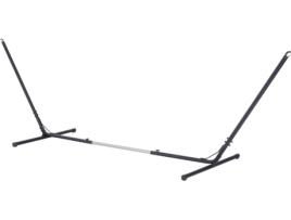 Suporte para rede de jardim ajustável no comprimento 308-380x108x120 cm com bolsa de transporte Estrutura metálica para interio