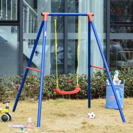 Outsunny Balanço de metal para crianças acima de 6 anos com assento de corda ajustável 4 âncoras externas máx. 40 kg 155x160x180cm Multicolor