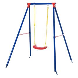 Outsunny Balanço de metal para crianças acima de 6 anos com assento de corda ajustável 4 âncoras externas máx. 40 kg 155x160x180cm Multicolor