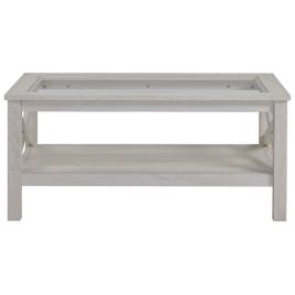HOMCOM Mesa de centro Mesa lateral com prateleira e tampo de vidro temperado para sala de estar Quarto 100x55x45 cm Branco