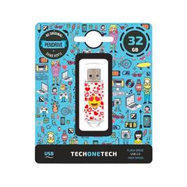 Tech-One-Tech - PEN USB 32 GB EMOJITECH HEART-EYES TEC4502-32