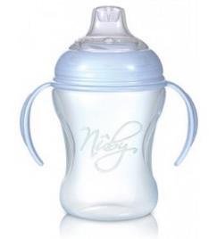 Frasco PACK Nuby com tampa e válvula anti-gotejamento 240ml 6m azul
