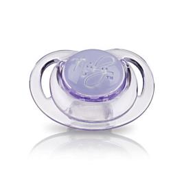 Chupeta ortodôntica de silicone em silicone para mamilo nuby elegante 6m Conjunto caixa lilás