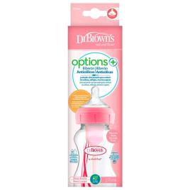 Dr Brown's Biberão Options+ de abertura larga rosa 270ml