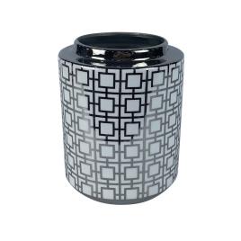 Vaso DKD Home Decor Porcelana Prateado Oriental (15 x 15 x 19 cm)