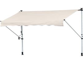 Outsunny Toldo Manual Retrátil para Exterior 400x120x170-280cm Toldo Enrolável Altura Ajustável com Manivela Proteção Solar para Terraço Balcão Jardim Marrom Claro