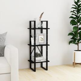 vidaXL Estante c/ 3 prateleiras 40x30x105 cm pinho maciço preto