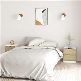 vidaXL Mesas cabeceira 2pcs 40x40x50cm contrap. branco/carvalho sonoma