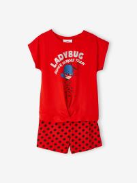 Pijama Miraculous®: As Aventuras de Ladybug, para menina vermelho vivo liso com motivo