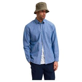 Selected Camisa Manga Comprida Slim New Linen XL Medium Blue Denim