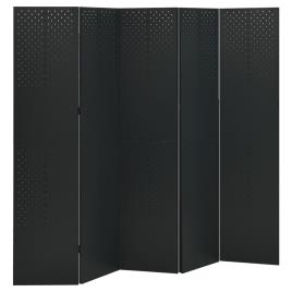 vidaXL Divisória de quarto com 5 painéis aço 200x180 cm preto
