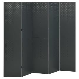 vidaXL Divisória de quarto com 5 painéis aço 200x180 cm antracite