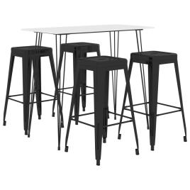 vidaXL 5 pcs conjunto de bar branco e preto