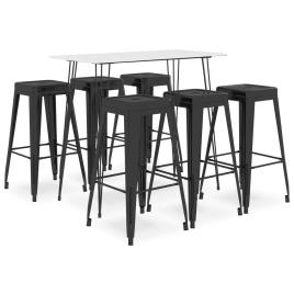 vidaXL 7 pcs conjunto de bar branco e preto