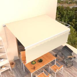 vidaXL Toldo retrátil manual com estore 4x3 m cor creme