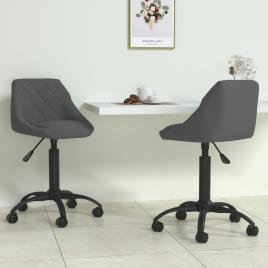 vidaXL Cadeiras de jantar giratórias 2 pcs veludo cinzento-escuro