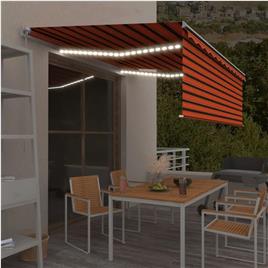vidaXL Toldo retrátil manual com estore/LED 4x3 m laranja e castanho