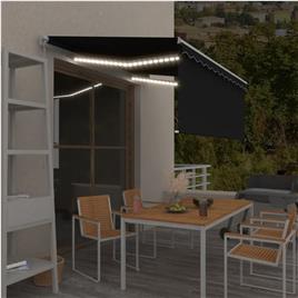 vidaXL Toldo retrátil manual com estore/LED 3,5x2,5 m antracite