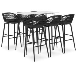vidaXL 7 pcs conjunto de bar branco e preto