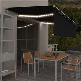 vidaXL Toldo automático com estore/LED/sensor de vento 5x3 m antracite