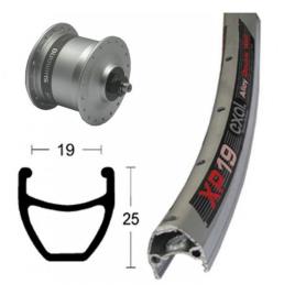 Exal Roda Diantera Xp19 Qr Dynamo Shimano Nx32 9 x 100 mm Silver