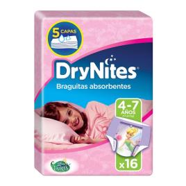 Huggies DryNites Girl Skirts 4-7 anos 16 unidades