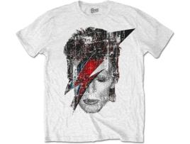T-Shirt DAVID BOWIE Halftone Flash Face S Branca