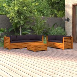 vidaXL 6 pcs conjunto lounge de jardim c/ almofadões acácia maciça