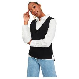 Vila Camisola Em Malha Sem Mangas Com Gola Em V Ril L Black