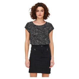 Only Blusa Manga Curta Vic Aop 44 Black / Aop Blurry Dot