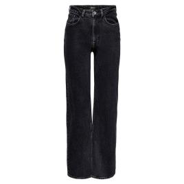 Only Jeans Cintura Alta Juicy Wide Leg 28 Black Denim / Detail Nas2 44