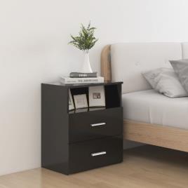 vidaXL Mesa de cabeceira 50x32x60 cm preto brilhante