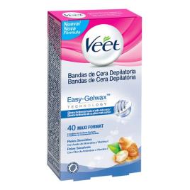 Bandas de Cera Depilatória Peles Sensíveis Veet Easy Gelwax (Pack de 40)
