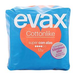 Pensos Higiénicos Super com Alas Cotton Like Evax (12 uds)