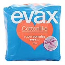 Pensos Higiénicos Super com Alas Cotton Like Evax (12 uds)