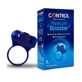 Anel Peniano Control Pleasure Booster Com Vibração Azul